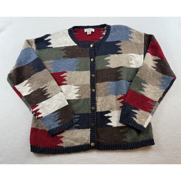 Christopher & Banks Sweaters - Vintage Christopher Banks Cardigan Sweater Colorful Patchwork Design Size M